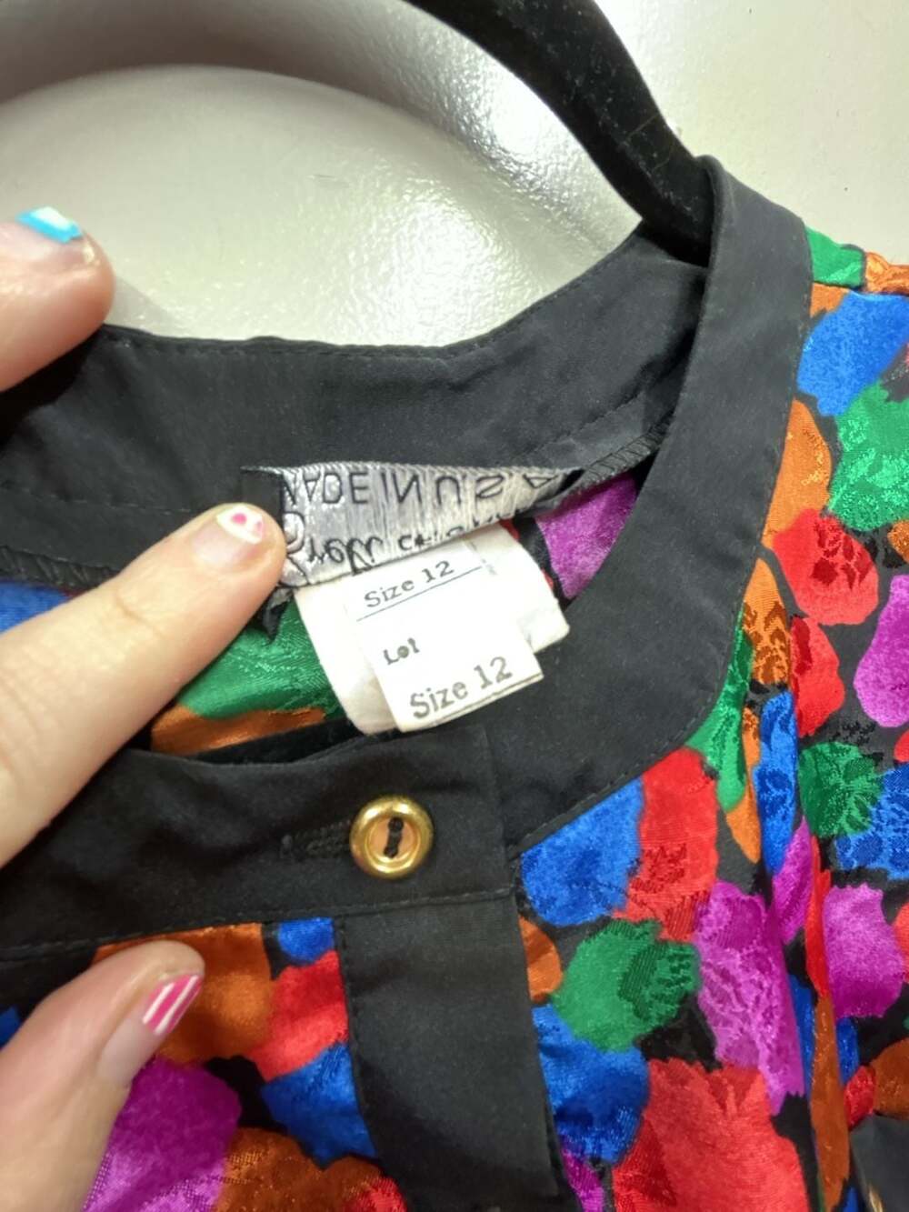 Vintage Breli Originals, Multi-Color Floral Button-Front Dress, 12, USA Made - Picture 3 of 12